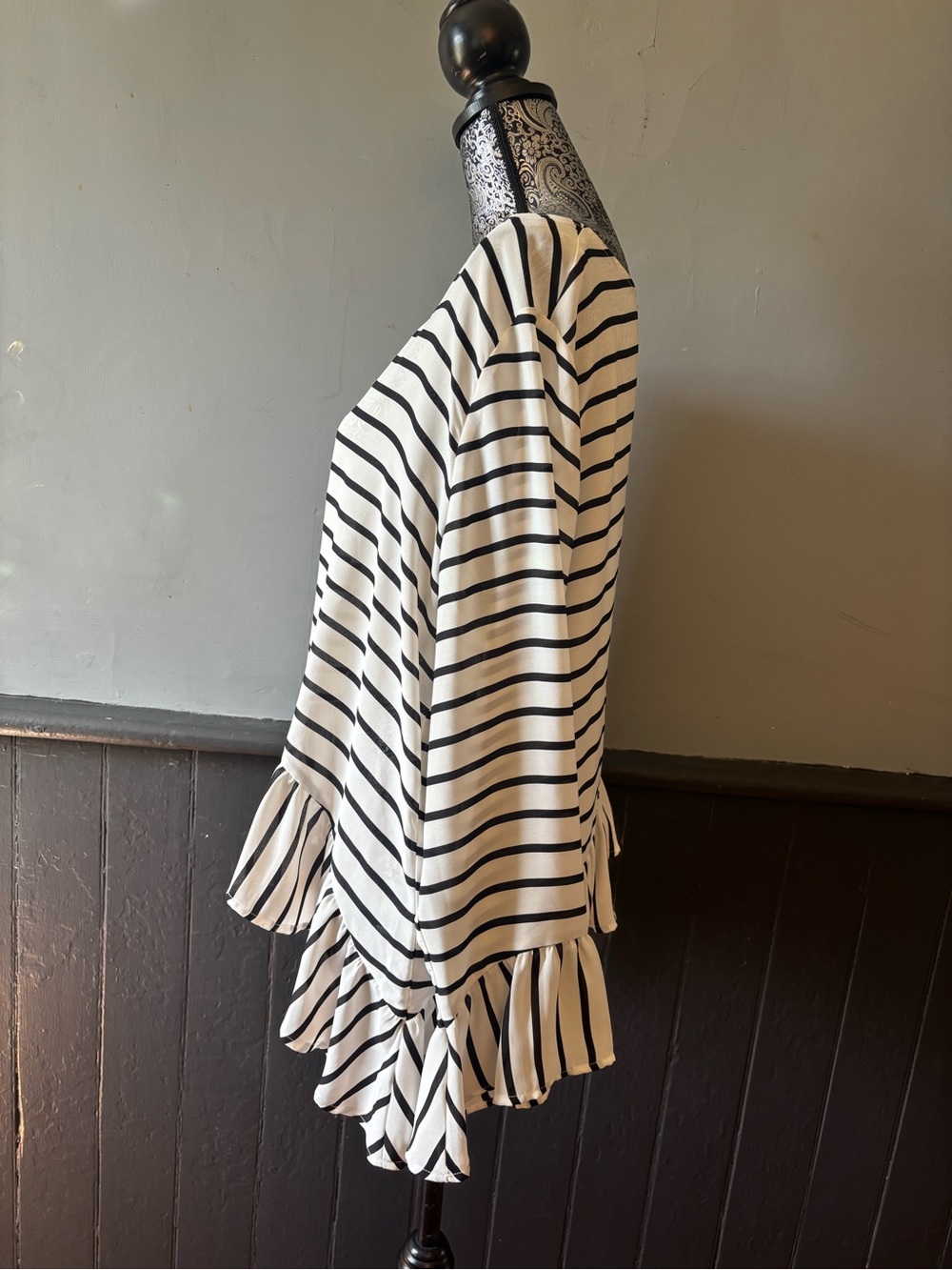 a.n.a Black & White Striped Ruffle-Hem Tunic - Picture 4 of 8